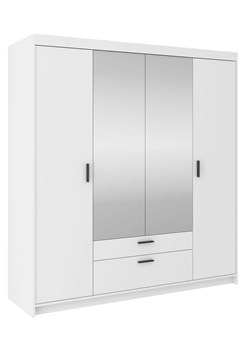 Biała garderoba czterodrzwiowa z lustrem K8-R43 ze sklepu Edinos.pl w kategorii Szafy - zdjęcie 188901597