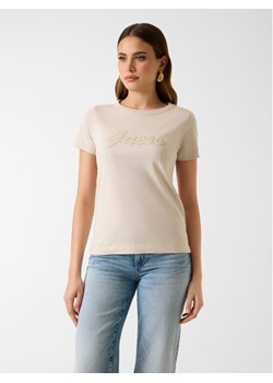 Guess T-Shirt 181234 Beżowy Classic Fit ze sklepu MODIVO w kategorii Bluzki damskie - zdjęcie 188903647