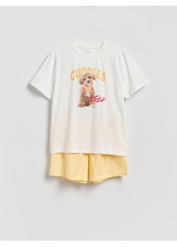 Reserved - Dwuczęściowa piżama z nadrukiem - żółty ze sklepu Reserved w kategorii Piżamy damskie - zdjęcie 188906556