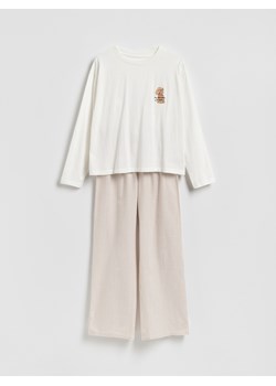 Reserved - Dwuczęściowa piżama z nadrukiem - beżowy ze sklepu Reserved w kategorii Piżamy damskie - zdjęcie 188906558