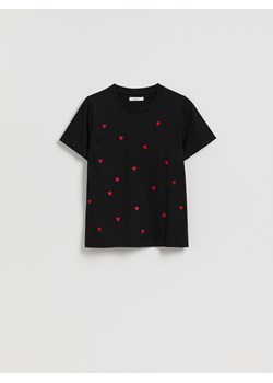 Reserved - T-shirt w serca - czarny ze sklepu Reserved w kategorii Bluzki damskie - zdjęcie 188906637