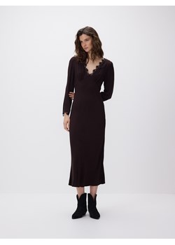 Reserved - Sukienka maxi z koronką - ciemnobrązowy ze sklepu Reserved w kategorii Sukienki - zdjęcie 188906896