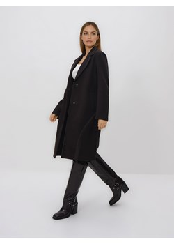 Reserved - Płaszcz z wiązanym paskiem - ciemnobrązowy ze sklepu Reserved w kategorii Płaszcze damskie - zdjęcie 188906938