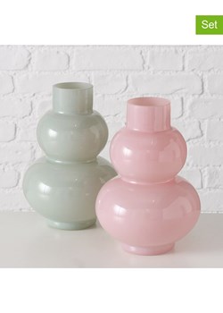 Boltze Wazony (2 szt.) "Gesina" w kolorze jasnoróżowo-zielonym - wys. 26 x Ø 17 cm ze sklepu Limango Polska w kategorii Wazony - zdjęcie 188909978