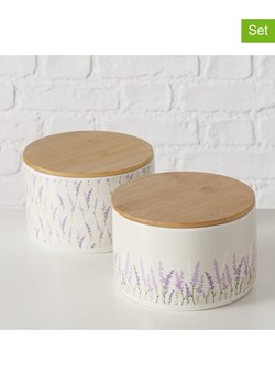 Boltze Pojemniki (2 szt.) w kolorze kremowo-fioletowym - wys. 10,5 x Ø 16 cm ze sklepu Limango Polska w kategorii Pojemniki kuchenne - zdjęcie 188910047