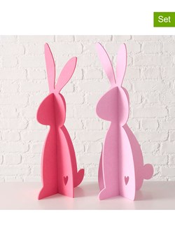Boltze Figurki dekoracyjne (2 szt.) w kolorze jasnoróżowo-różowym - wys. 60 cm ze sklepu Limango Polska w kategorii Dekoracje - zdjęcie 188910126