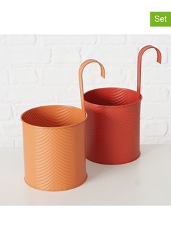 Boltze Osłonki (2 szt.) w kolorze czerwonym i pomarańczowym - wys. 28 x Ø 16 cm ze sklepu Limango Polska w kategorii Doniczki i osłonki - zdjęcie 188912619