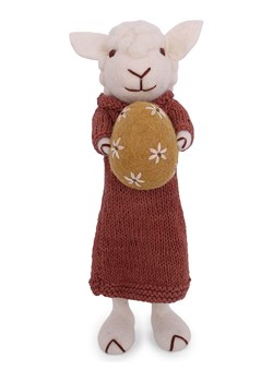 Gry &amp; Sif Figurka dekoracyjna "Sheep" w kolorze biało-czerwonym - dł. 27 cm ze sklepu Limango Polska w kategorii Dekoracje - zdjęcie 188912815