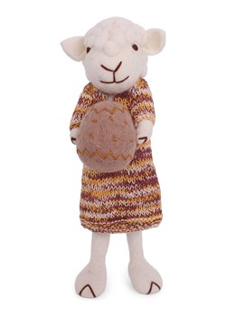 Gry &amp; Sif Figurka dekoracyjna "Sheep" w kolorze biało-czerwono-musztardowym - dł. 27 cm ze sklepu Limango Polska w kategorii Dekoracje - zdjęcie 188912817