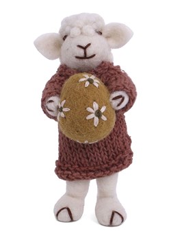 Gry &amp; Sif Figurka dekoracyjna "Sheep" w kolorze biało-czerwonym - dł. 11 cm ze sklepu Limango Polska w kategorii Dekoracje - zdjęcie 188912907