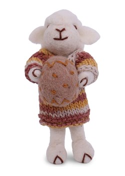 Gry &amp; Sif Figurka dekoracyjna "Sheep" w kolorze biało-czerwono-żółtym - dł. 11 cm ze sklepu Limango Polska w kategorii Dekoracje - zdjęcie 188912908