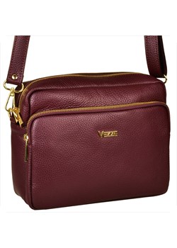 Modna skórzana torebka listonoszka bordowa vezze ze sklepu melon.pl w kategorii Listonoszki - zdjęcie 188914345