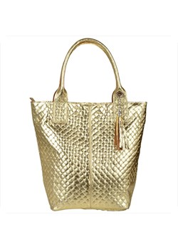 Złota torba worek skóra naturalna pikowana borse in pelle ze sklepu melon.pl w kategorii Torby Shopper bag - zdjęcie 188914397