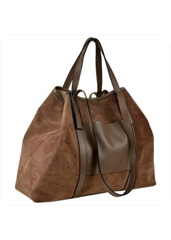 Vera pelle torba skóra zamszowa naturalna brąz taupe na ramię i ze sklepu melon.pl w kategorii Torby Shopper bag - zdjęcie 188914685