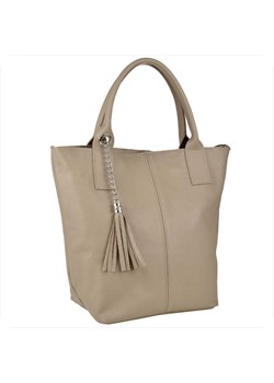 Ciepły beż torebka damska shopper skórzana z podszewką ze sklepu melon.pl w kategorii Torby Shopper bag - zdjęcie 188914769