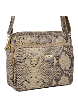 Modna skórzana torebka listonoszka beżowa wzór wężowej skóry ze sklepu melon.pl w kategorii Listonoszki - zdjęcie 188914777