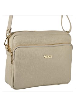 Modna skórzana torebka listonoszka jasny beż złote okucia vezze ze sklepu melon.pl w kategorii Listonoszki - zdjęcie 188914818