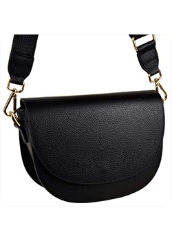 Vera pelle skórzana listonoszka czarna szeroki pasek złote okucia ze sklepu melon.pl w kategorii Listonoszki - zdjęcie 188914855