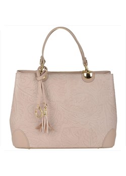 Skórzana torebka shopper róż pudrowy tłoczone kwiaty ze sklepu melon.pl w kategorii Torby Shopper bag - zdjęcie 188914987