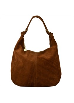 Włoska torebka worek skóra naturalna zamszowa shopper brąz koniak ze sklepu melon.pl w kategorii Torby Shopper bag - zdjęcie 188915157