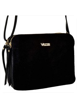 Modna skórzana czarna listonoszka vezze przód zamszowy ze sklepu melon.pl w kategorii Listonoszki - zdjęcie 188915195