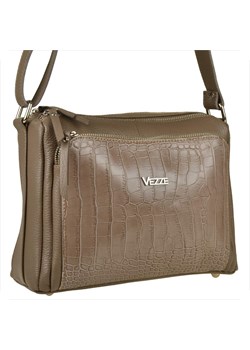 Włoska skórzana torebka brąz taupe vezze wzór aligatora ze sklepu melon.pl w kategorii Listonoszki - zdjęcie 188915297