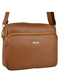 Modna skórzana torebka listonoszka camel brąz złote okucia vezze ze sklepu melon.pl w kategorii Listonoszki - zdjęcie 188915329