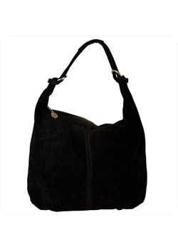 Włoska torebka worek skóra naturalna zamszowa shopper czarna ze sklepu melon.pl w kategorii Torby Shopper bag - zdjęcie 188915417