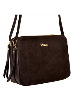 Modna skórzana brąz czekolada listonoszka vezze przód zamszowy ze sklepu melon.pl w kategorii Listonoszki - zdjęcie 188915455