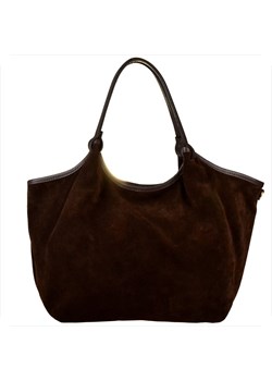 Włoska torebka shopper skóra zamszowa brąz czekolada xl ze sklepu melon.pl w kategorii Torby Shopper bag - zdjęcie 188915536
