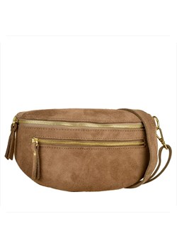 Nerka skóra naturalna zamszowa włoska borse in pelle taupe brąz ze sklepu melon.pl w kategorii Listonoszki - zdjęcie 188915618