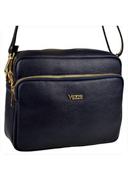 Modna skórzana torebka listonoszka granatowa złote okucia vezze ze sklepu melon.pl w kategorii Listonoszki - zdjęcie 188915707