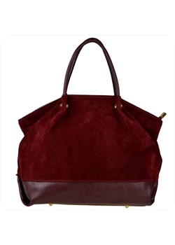 Borse in pelle włoska torebka shopper skóra zamszowa bordowa ze sklepu melon.pl w kategorii Torby Shopper bag - zdjęcie 188915747