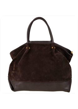 Borse in pelle włoska torebka shopper skóra zamszowa czekoladowa ze sklepu melon.pl w kategorii Torby Shopper bag - zdjęcie 188915849