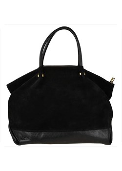 Borse in pelle włoska torebka shopper skóra zamszowa i licowa czarna ze sklepu melon.pl w kategorii Torby Shopper bag - zdjęcie 188915948