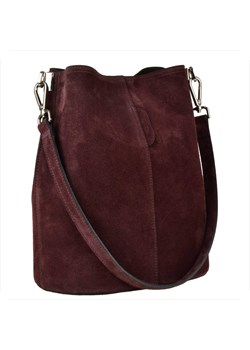 Torebka ze skóry naturalnej zamszowej worek bordo ze sklepu melon.pl w kategorii Torebki worki - zdjęcie 188916065