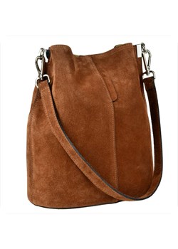 Torebka ze skóry naturalnej zamszowej worek brązowa ze sklepu melon.pl w kategorii Torebki worki - zdjęcie 188916089