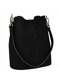 Torebka ze skóry naturalnej zamszowej worek czarny ze sklepu melon.pl w kategorii Torebki worki - zdjęcie 188916185