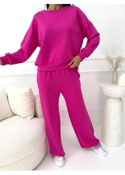 Różowy Komplet Bluza + Spodnie Wide Leg ze sklepu ModnaKiecka.pl w kategorii Komplety i garnitury damskie - zdjęcie 188916445