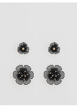 Reserved - Kolczyki w kształcie kwiatów 2 pack - czarny ze sklepu Reserved w kategorii Kolczyki - zdjęcie 188916928