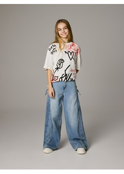 Reserved - Jeansy wide leg z ozdobnymi elementami - niebieski ze sklepu Reserved w kategorii Spodnie dziewczęce - zdjęcie 188917469