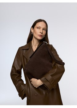 Reserved - Zamszowa torebka shopper - ciemnobrązowy ze sklepu Reserved w kategorii Torebki damskie - zdjęcie 188917495