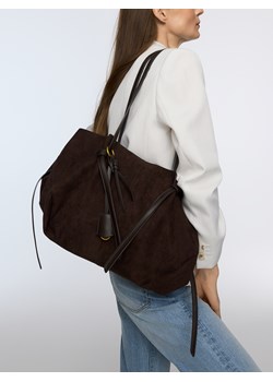 Reserved - Torebka shopper z imitacji zamszu - ciemnobrązowy ze sklepu Reserved w kategorii Torebki damskie - zdjęcie 188917507