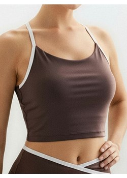 Sinsay - Sportowy top z wyjmowanymi miseczkami Gym Hard - brązowy ze sklepu Sinsay w kategorii Bluzki damskie - zdjęcie 188920439