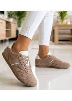 Sneakersy damskie zamszowe khaki /E6-3 187797 W282/ ze sklepu Pantofelek24.pl w kategorii Buty sportowe damskie - zdjęcie 188923066