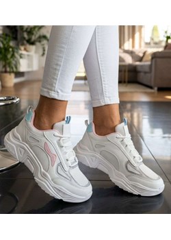 Sznurowane buty sportowe z pastelowymi wstawkami /D2-1 18831 T266/ ze sklepu Pantofelek24.pl w kategorii Buty sportowe damskie - zdjęcie 188923105