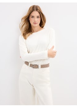 Mohito - Bawełniany longsleeve - kremowy ze sklepu Mohito w kategorii Bluzki damskie - zdjęcie 188928655