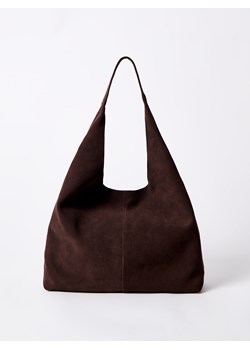 Mohito - Skórzana ciemnobrązowa torebka - ciemnobrązowy ze sklepu Mohito w kategorii Torby Shopper bag - zdjęcie 188928856