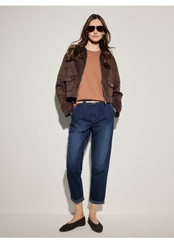 Mohito - T-shirt z merceryzowanej bawełny - brązowy ze sklepu Mohito w kategorii Bluzki damskie - zdjęcie 188928888