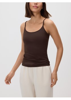 Reserved - Gładki top na ramiączkach - ciemnobrązowy ze sklepu Reserved w kategorii Bluzki damskie - zdjęcie 188929709